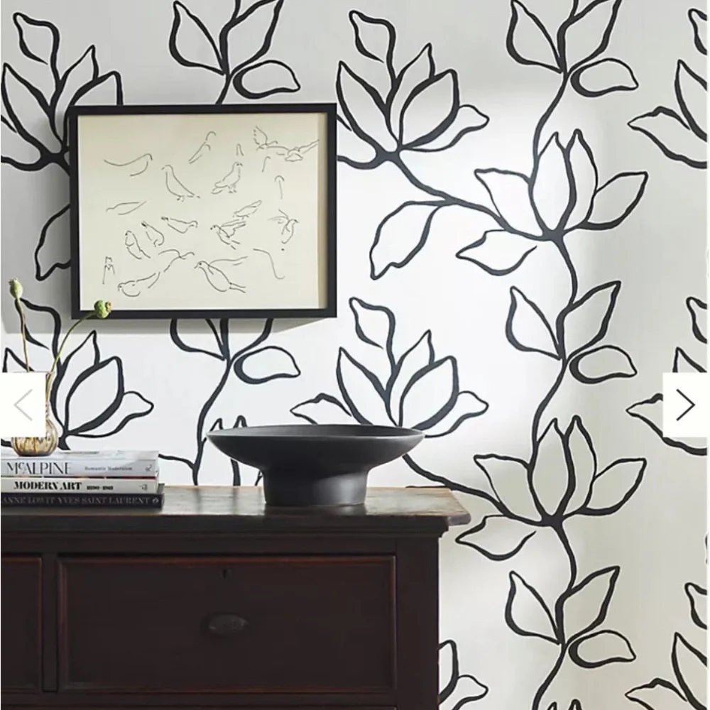 NWT Kravet Couture ANTHROPOLOGIE Wallpaper W3886-8 Floral Sketch Onyx 1 Dbl Roll